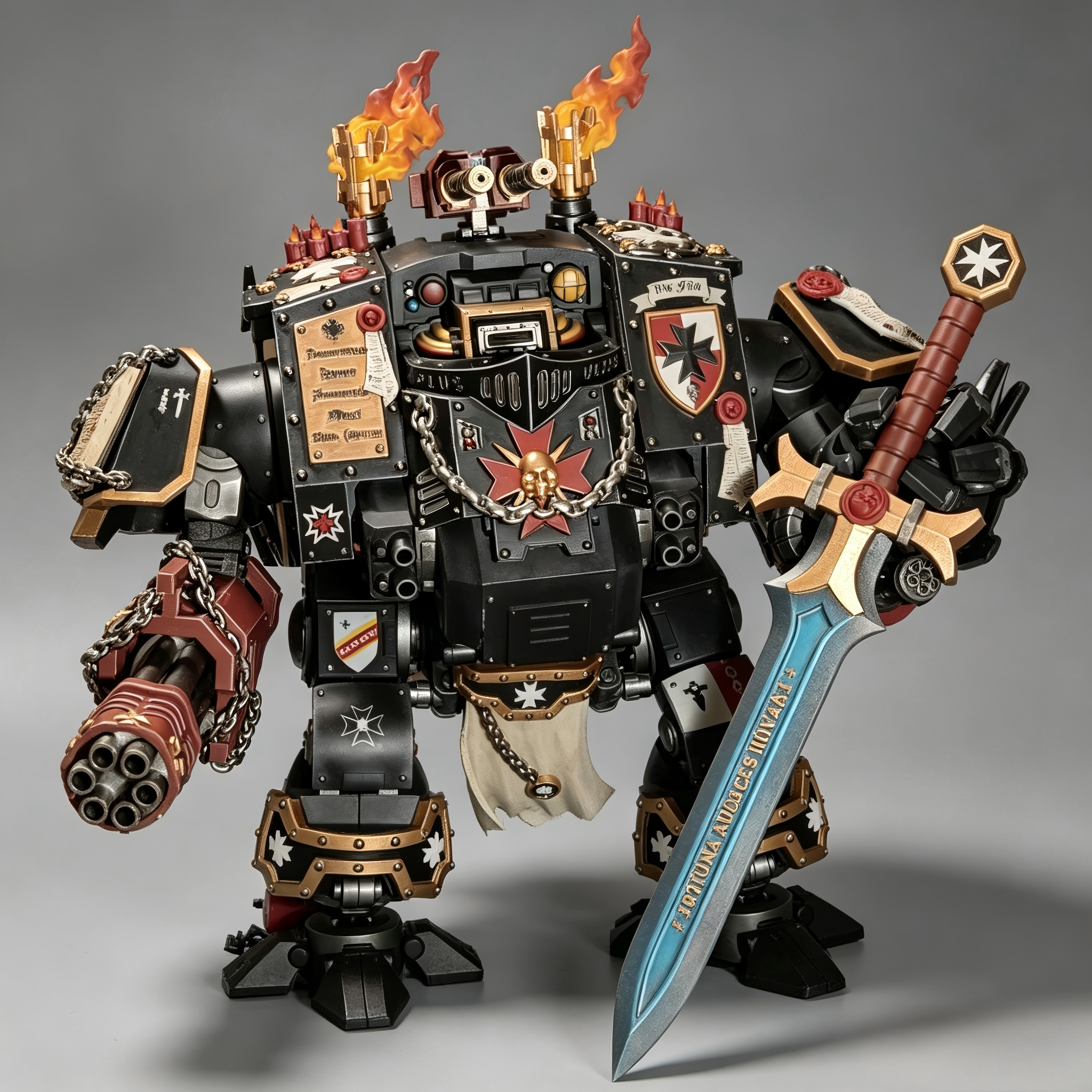 Black Templars Redemptor Dreadnought w/ Relic Greatsword - 1/18 Custom Repaint