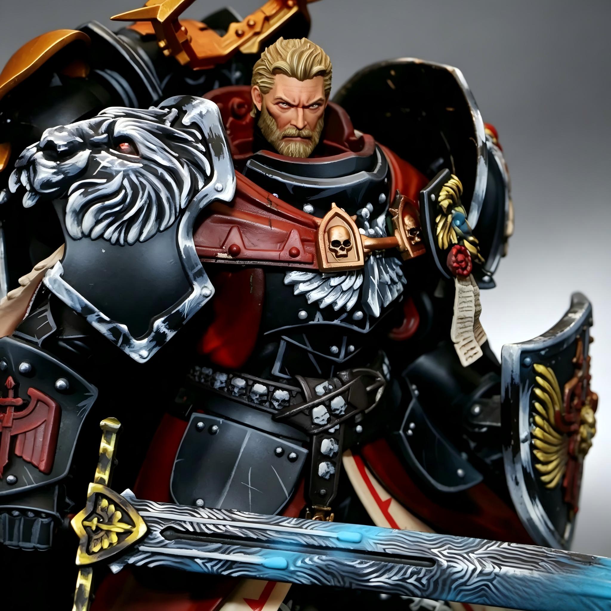 Dark Angels Primarch Lion El'Jonson Apocrypha Edition 1/18 Scale Custom Action Figure (Dual Head Sculpt Edition)