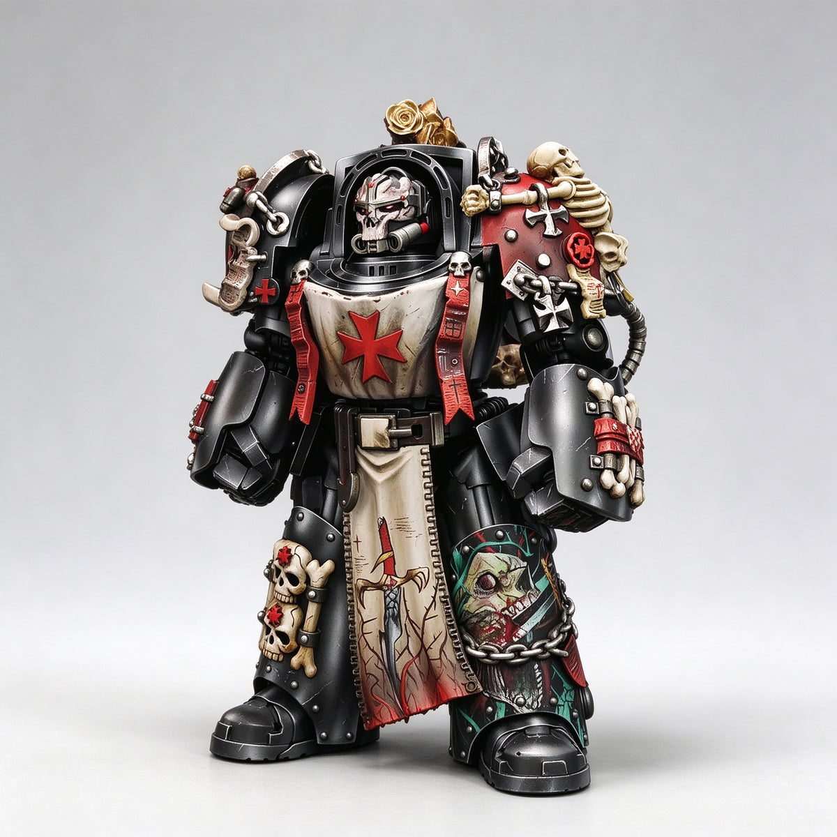 Masterwork Custom 1/18 Black Templars Skull-Visor Dual Power Fist Relic Terminator Fine-Art Figure