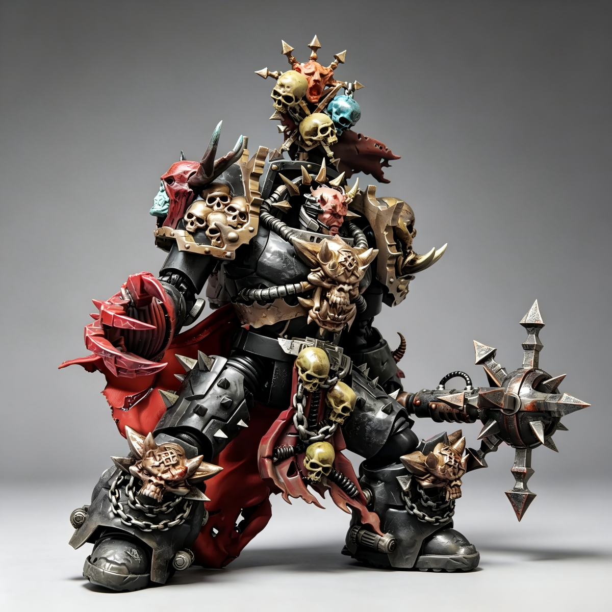 Black Legion Terminator Commander - 1/18 Custom (Spiked Power Mace & Crimson Daemon Claw)