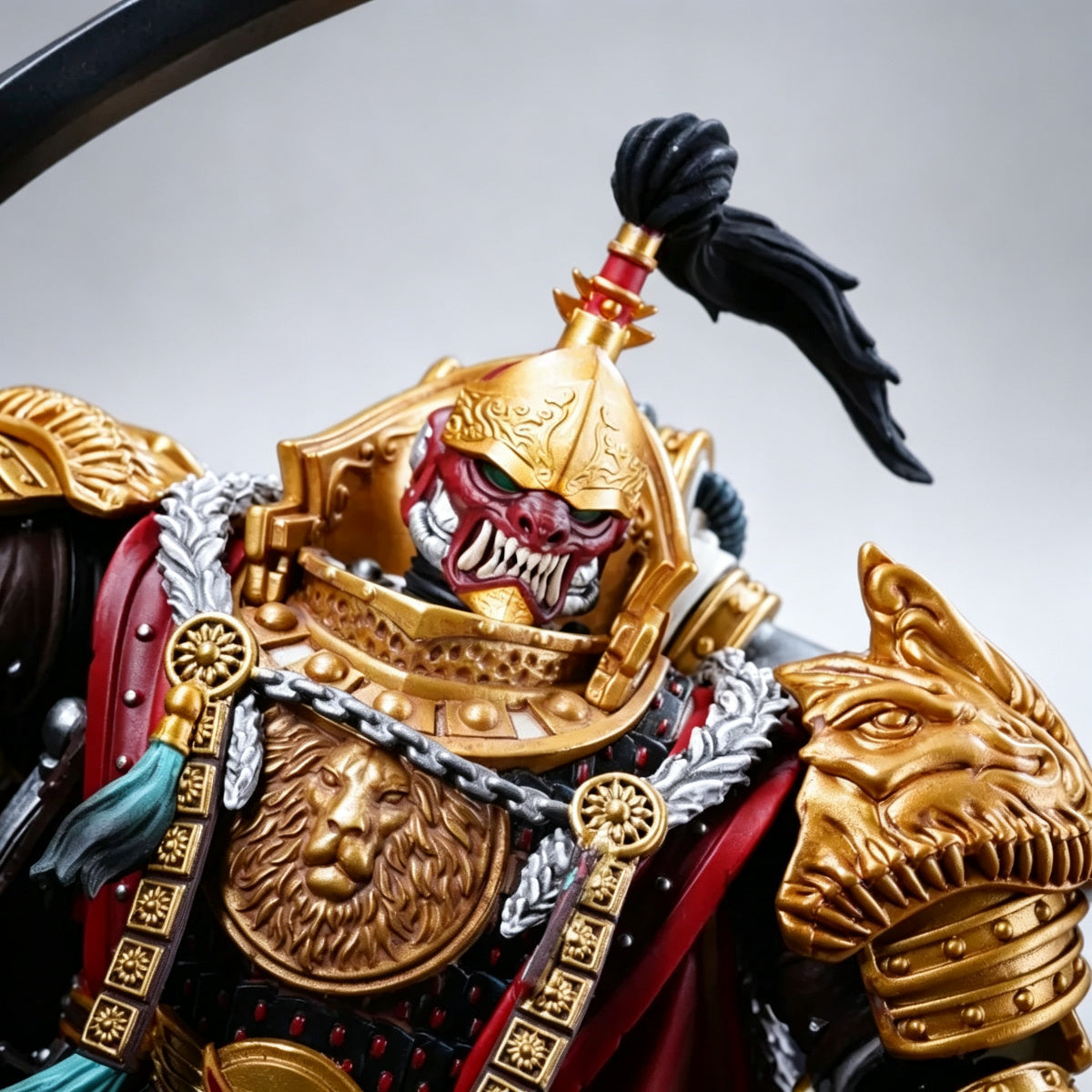 Custom Jaghatai Khan Helmet - Red Oni Mask & Topknot