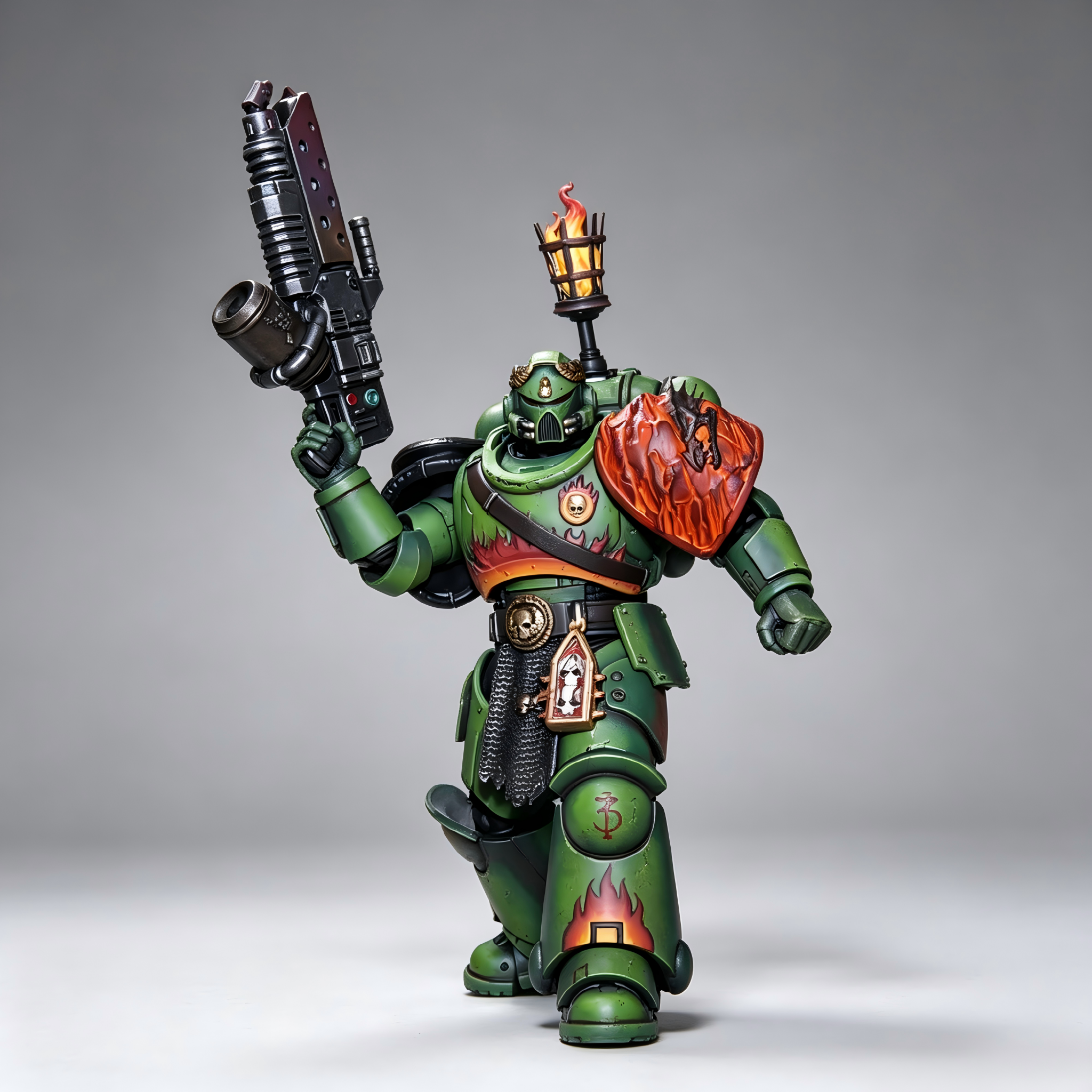Salamanders Chapter Champion - 1/18 Custom (Magma Scale Armor & Pyreblaster)