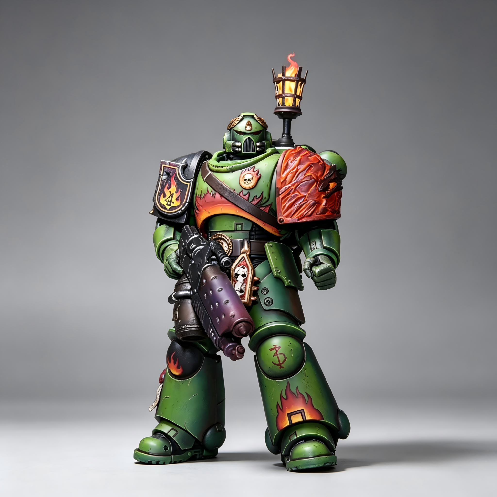 Salamanders Chapter Champion - 1/18 Custom (Magma Scale Armor & Pyreblaster)