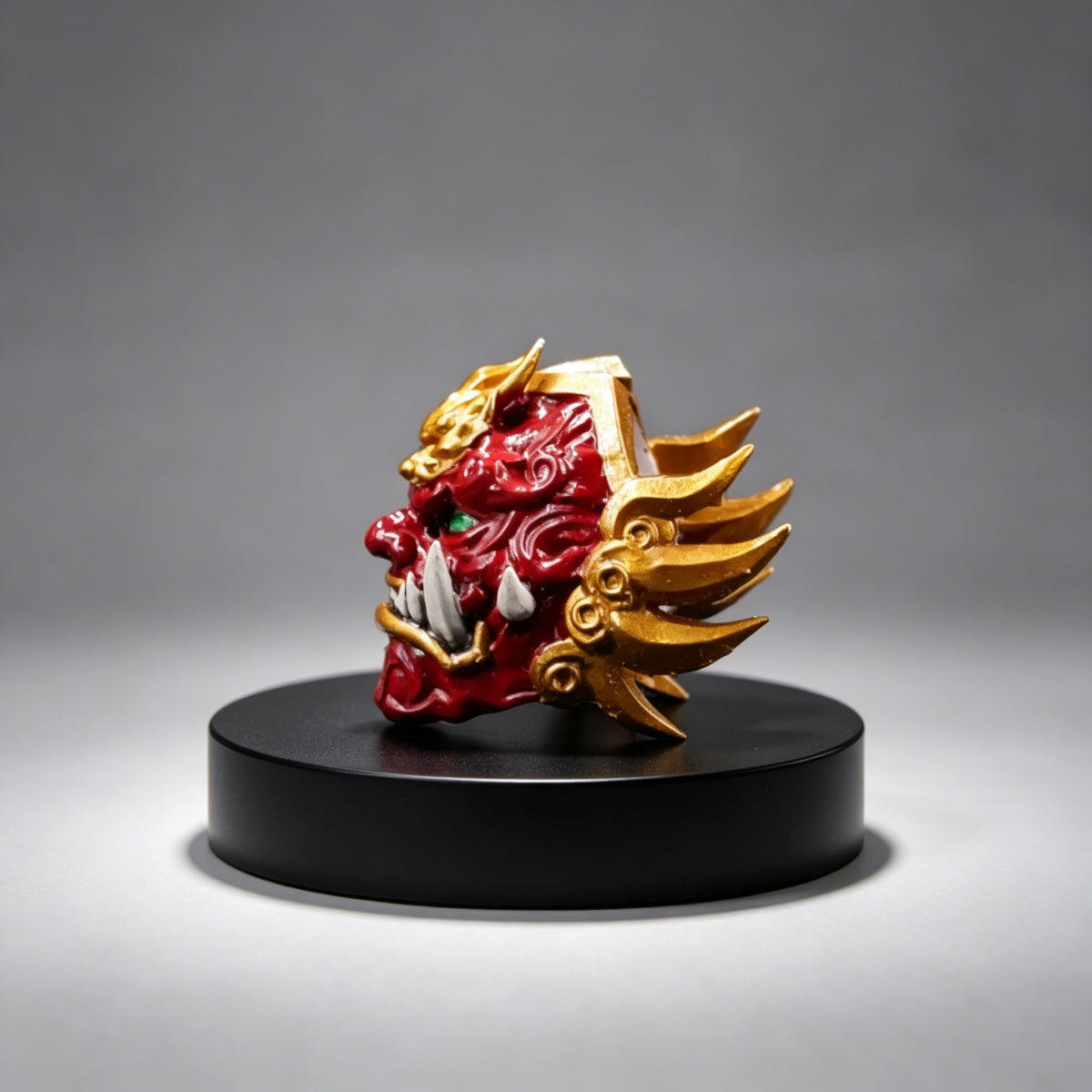 Custom Jaghatai Khan Helmet - Red Oni Mask & Topknot