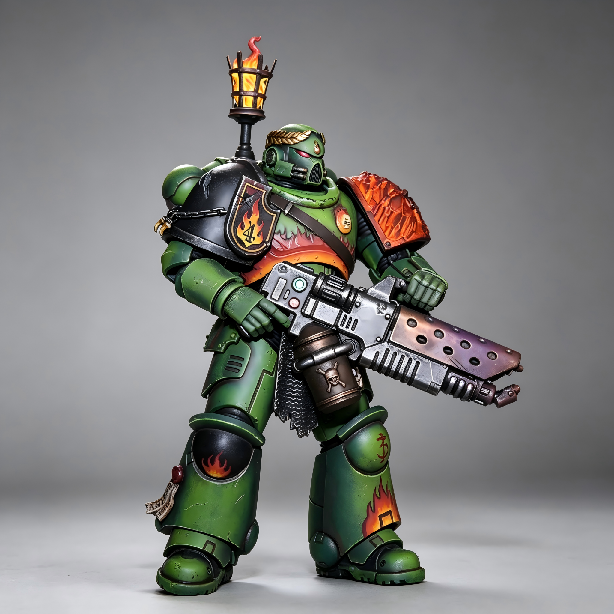 Salamanders Chapter Champion - 1/18 Custom (Magma Scale Armor & Pyreblaster)