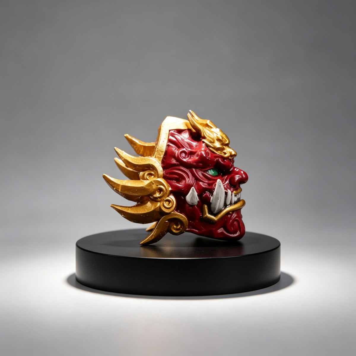 Custom Jaghatai Khan Helmet - Red Oni Mask & Topknot