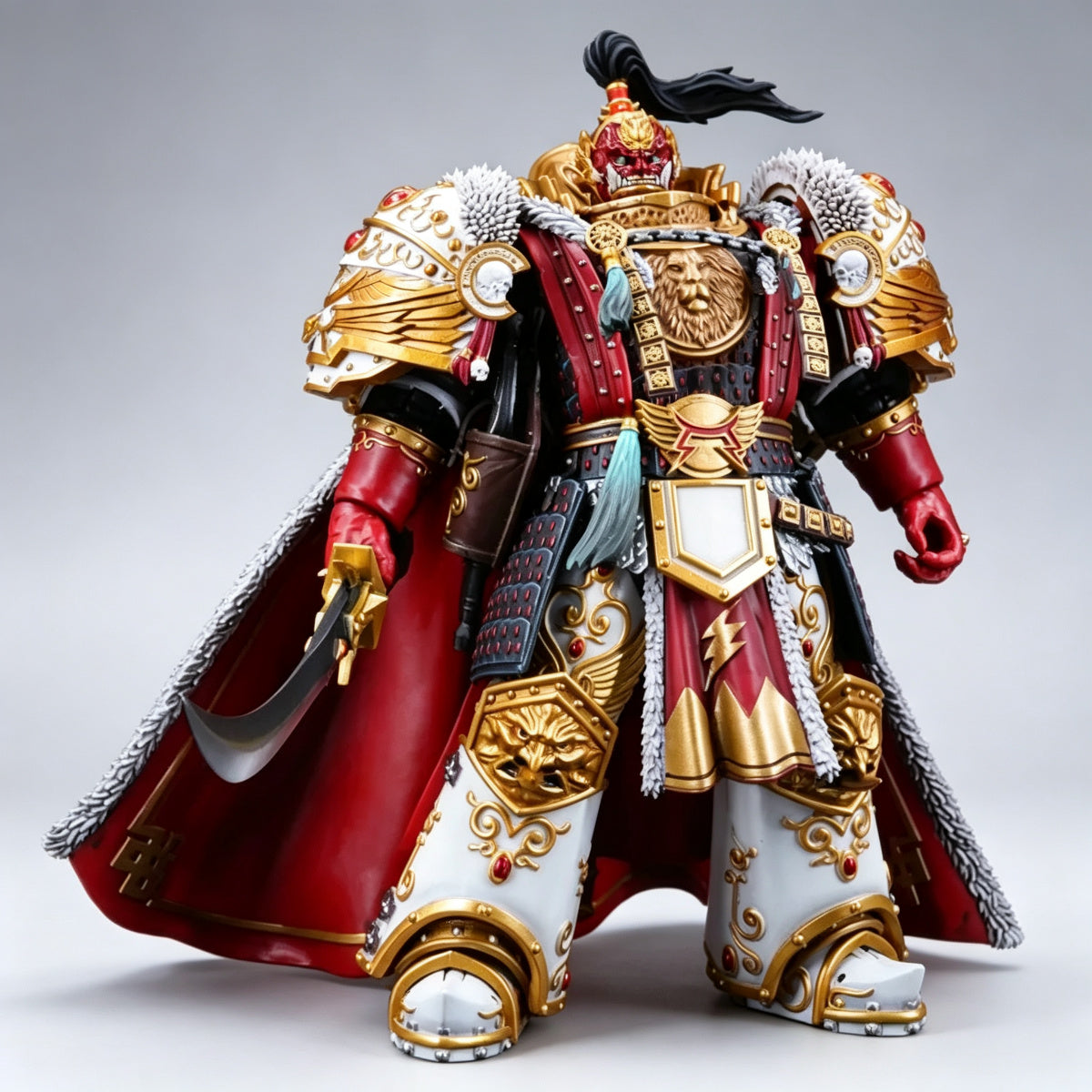 Custom Jaghatai Khan Helmet - Red Oni Mask & Topknot