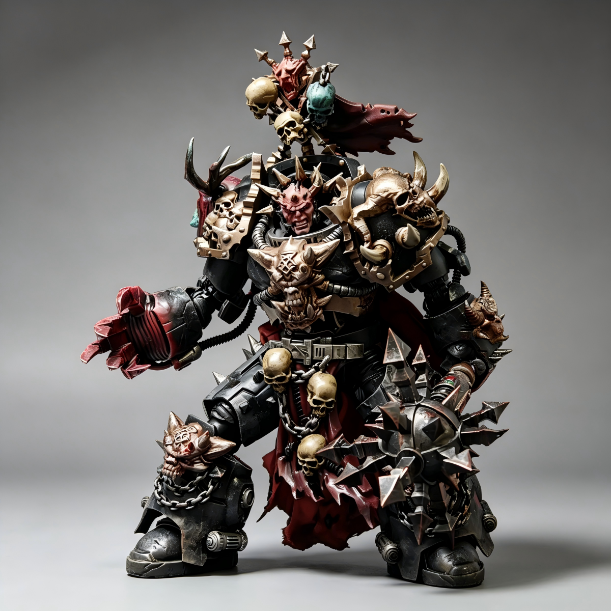 Black Legion Terminator Commander - 1/18 Custom (Spiked Power Mace & Crimson Daemon Claw)