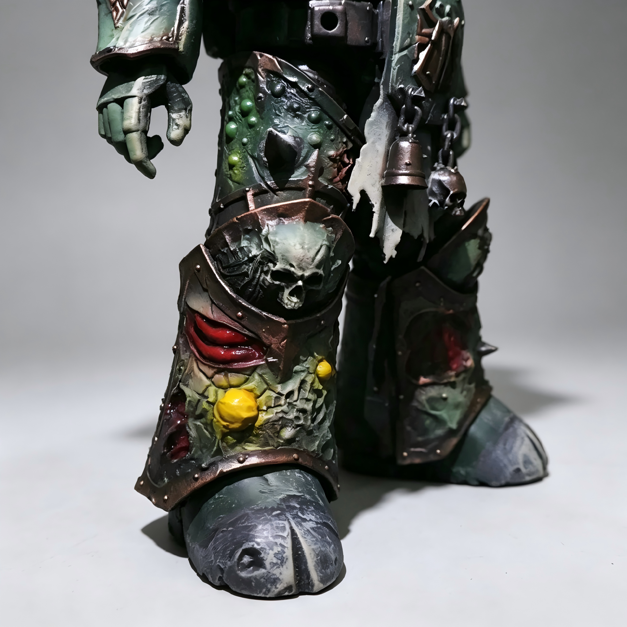 Death Guard Swine Plague Marine Breacher - 1/18 Custom (Porcine Mutation & Nurgle Shield)