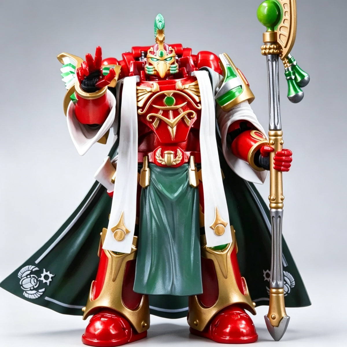 Custom Thousand Sons Helmet - Green Plume & Gold Beak