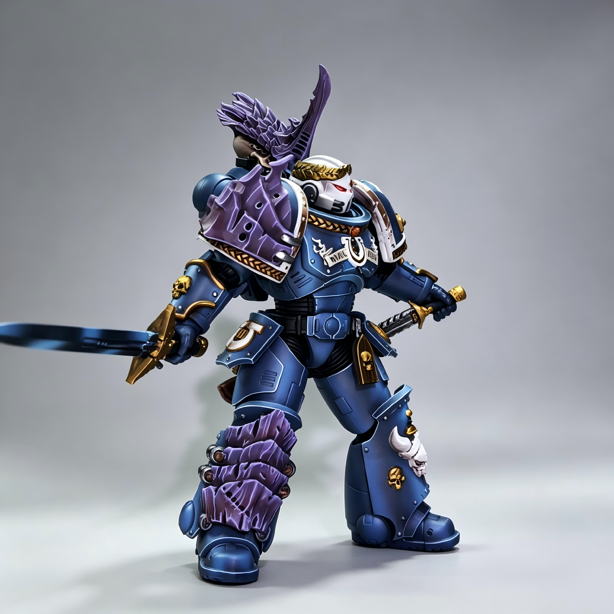 Ultramarines Tyranic War Veteran - 1/18 Custom (Tyranid Carapace Armor & Purple Power Blade)