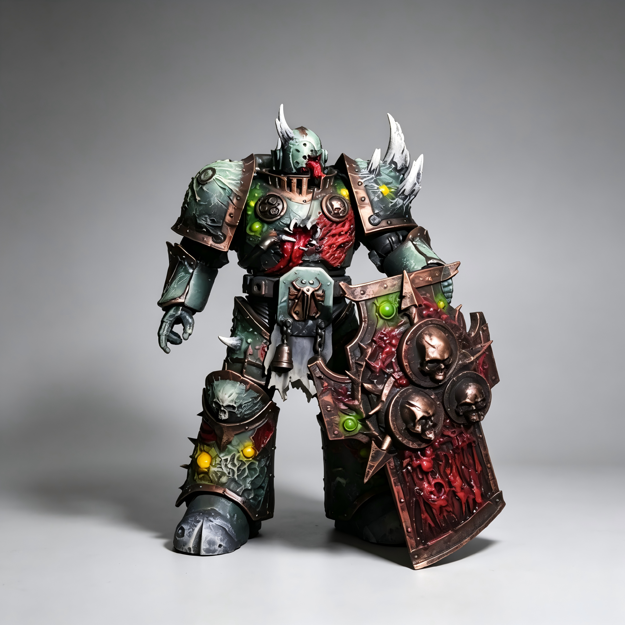 Death Guard Swine Plague Marine Breacher - 1/18 Custom (Porcine Mutation & Nurgle Shield)