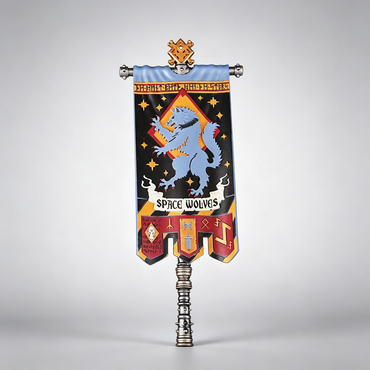 Custom Space Wolves Banner - Blue Wolf & Runes