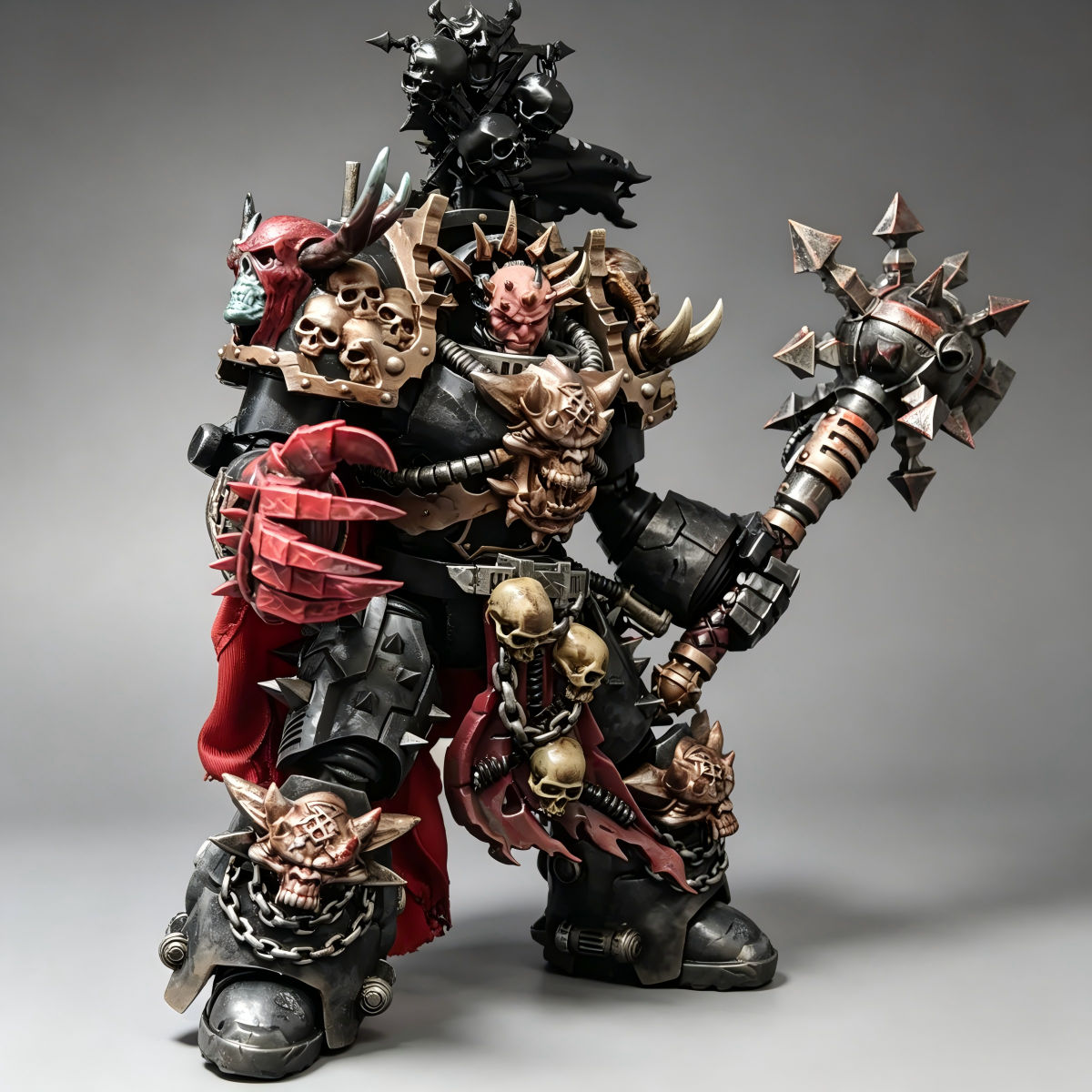 Black Legion Terminator Commander - 1/18 Custom (Spiked Power Mace & Crimson Daemon Claw)