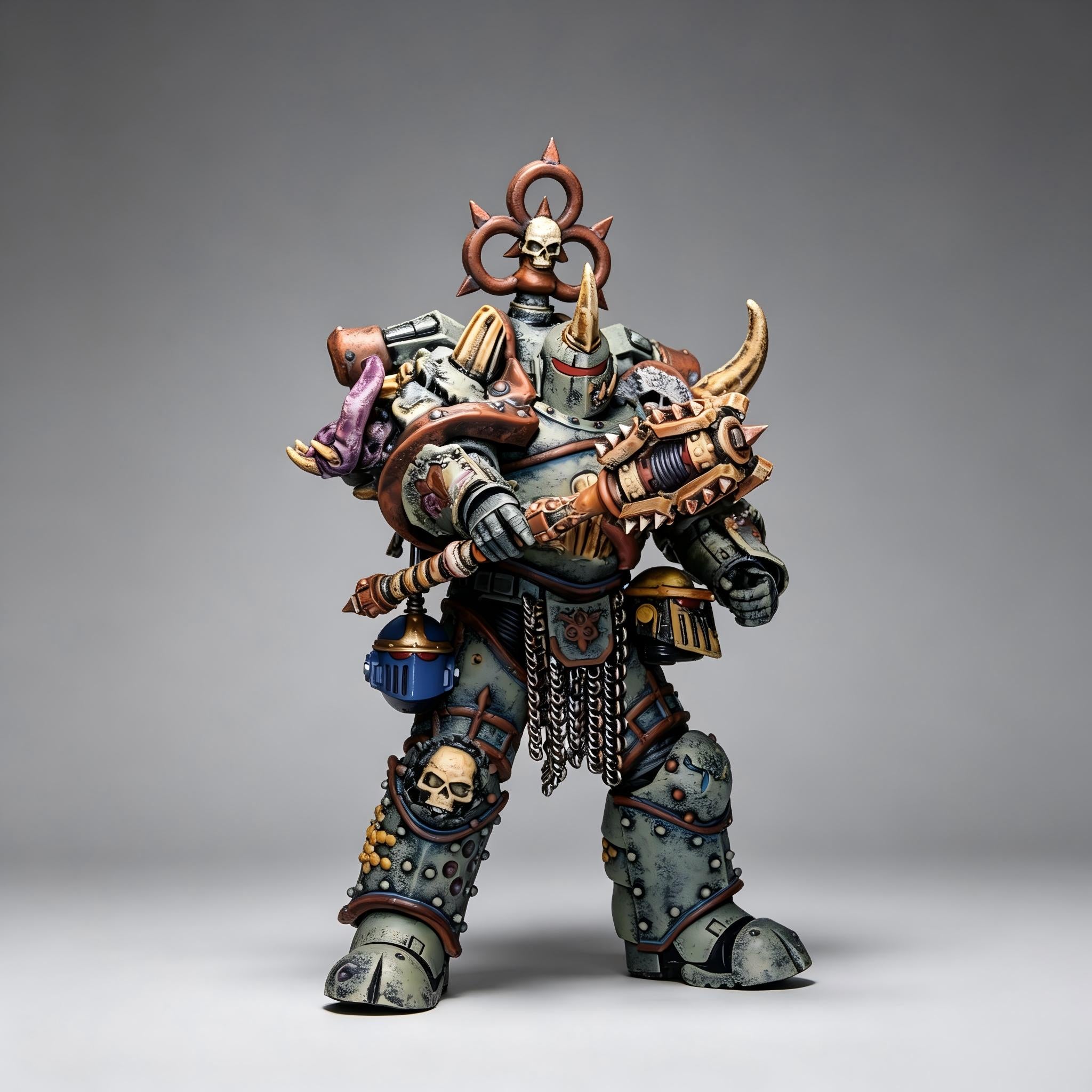 Death Guard Plague Marine Icon Bearer - 1/18 Custom (Blight Mace & Nurgle Icon)