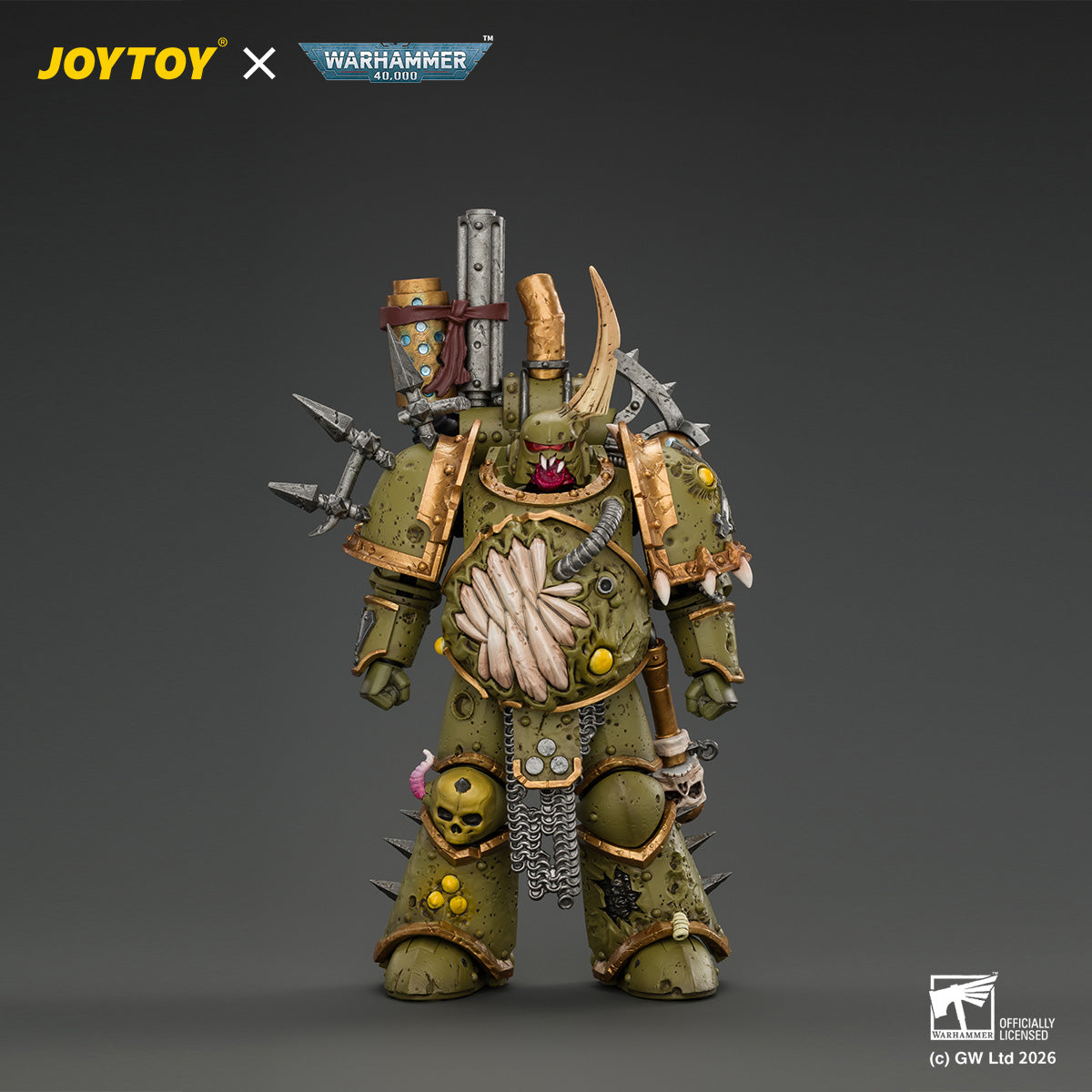 JOYTOY Warhammer 40,000 - Death Guard Plague Marine 1 with Boltgun and Icon of Despair