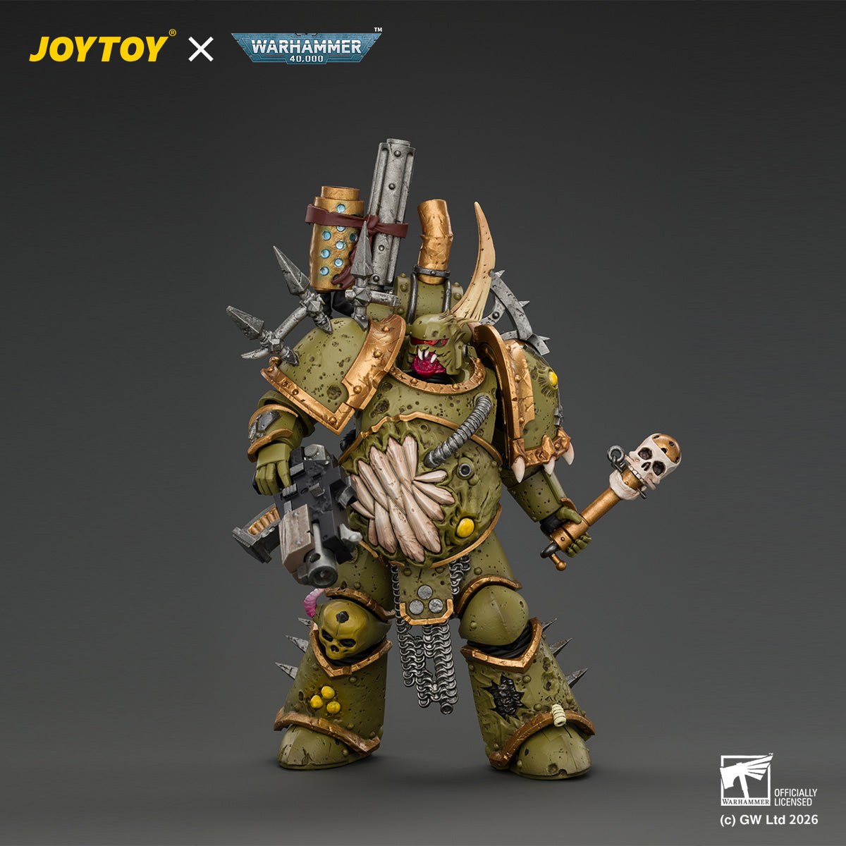 JOYTOY Warhammer 40,000 - Death Guard Plague Marine 1 with Boltgun and Icon of Despair