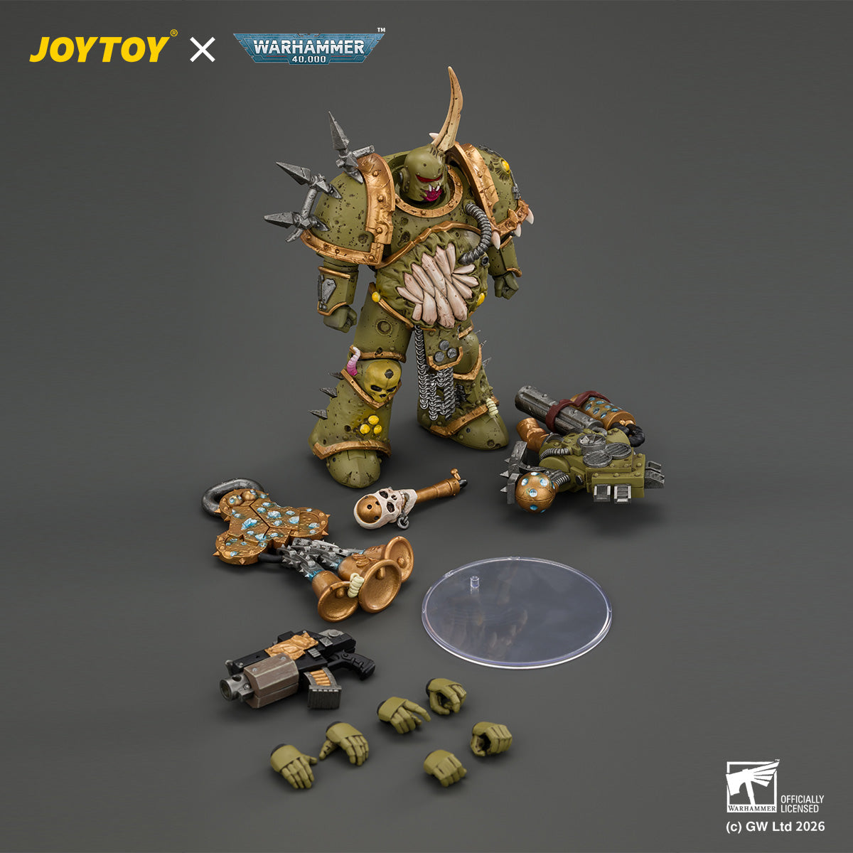 JOYTOY Warhammer 40,000 - Death Guard Plague Marine 1 with Boltgun and Icon of Despair