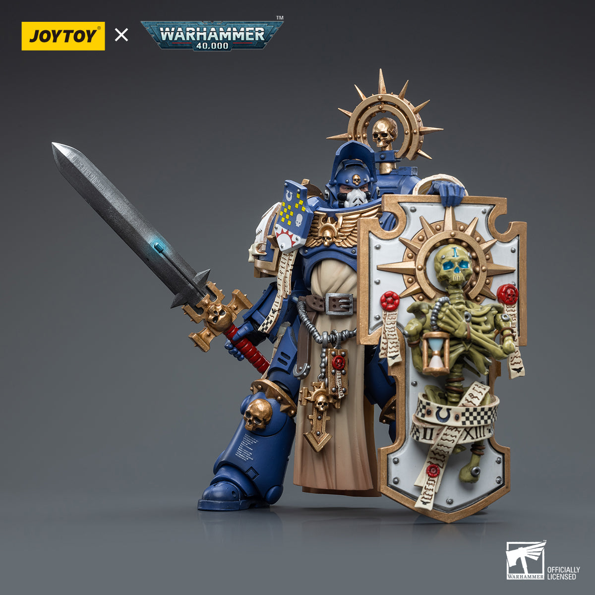 JOYTOY Warhammer 40,000 - Ultramarines Primaris Captain with Relic Shield and Power Sword-Reissue