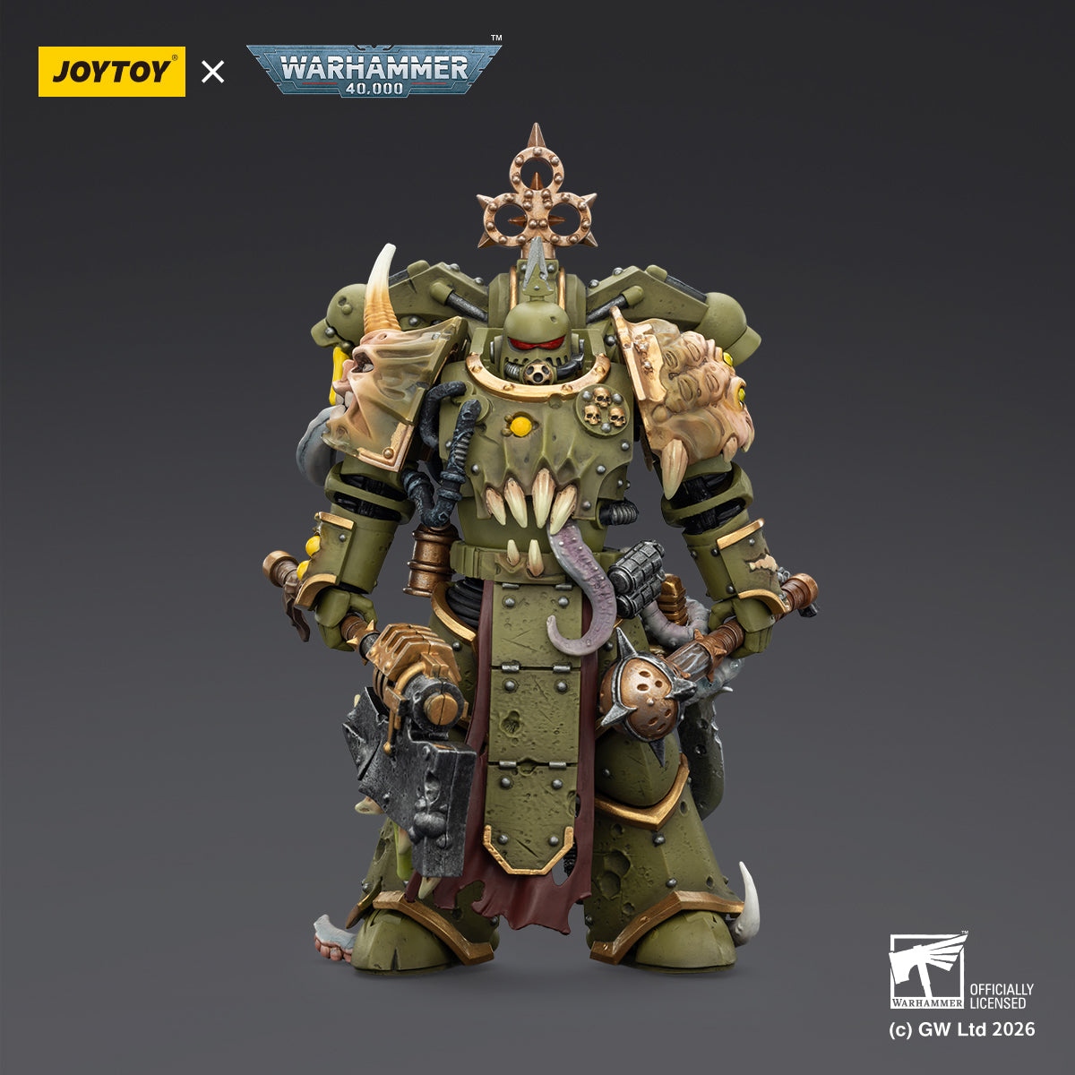 JOYTOY Warhammer 40,000 - Death Guard Plague Marine with Bubotic axe and Plague Knife