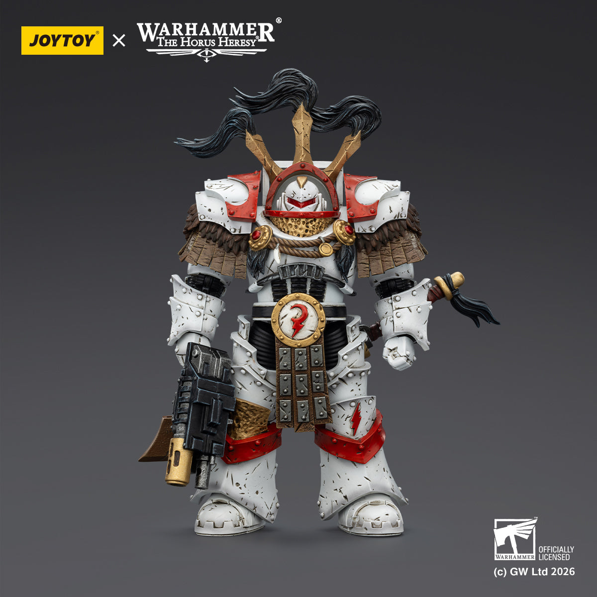 JOYTOY Warhammer The Horus Heresy - White Scars Legion Praetor in Cataphractii Terminator Armour with Cyber Hawk, Chogorian sword and combi-melta