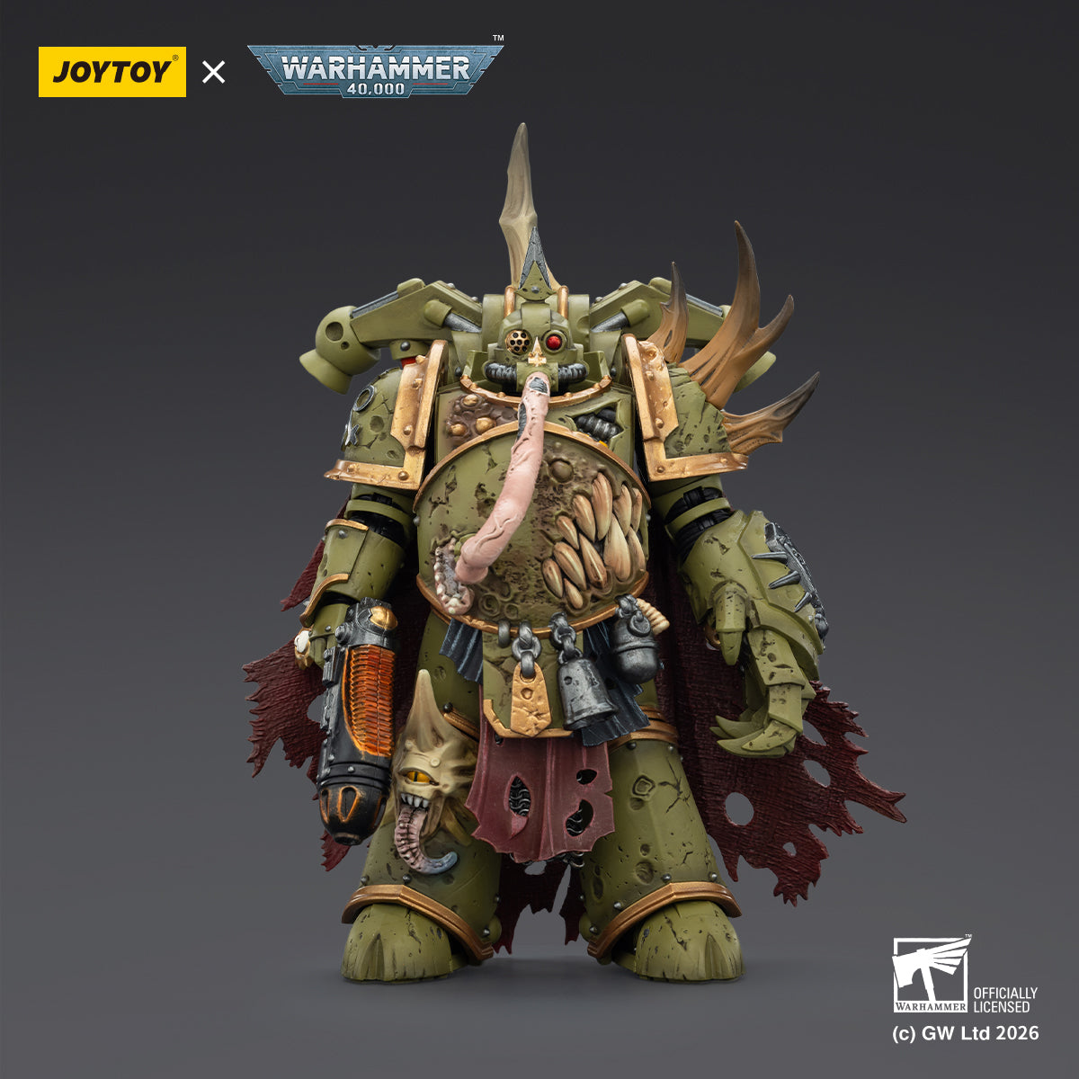 JOYTOY Warhammer 40,000 - Death Guard Plague Marine Champion with Plasma Pistol and Power Fist