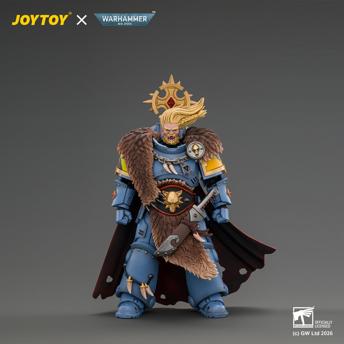 JOYTOY Warhammer 40,000 - Space Wolves Wolf Guard Battle Leader with Master-crafted Power Weapon, Storm Shield, Thunder Hammer,Master-crafted Heavy Bolt Pistol, and Plasma Pistol