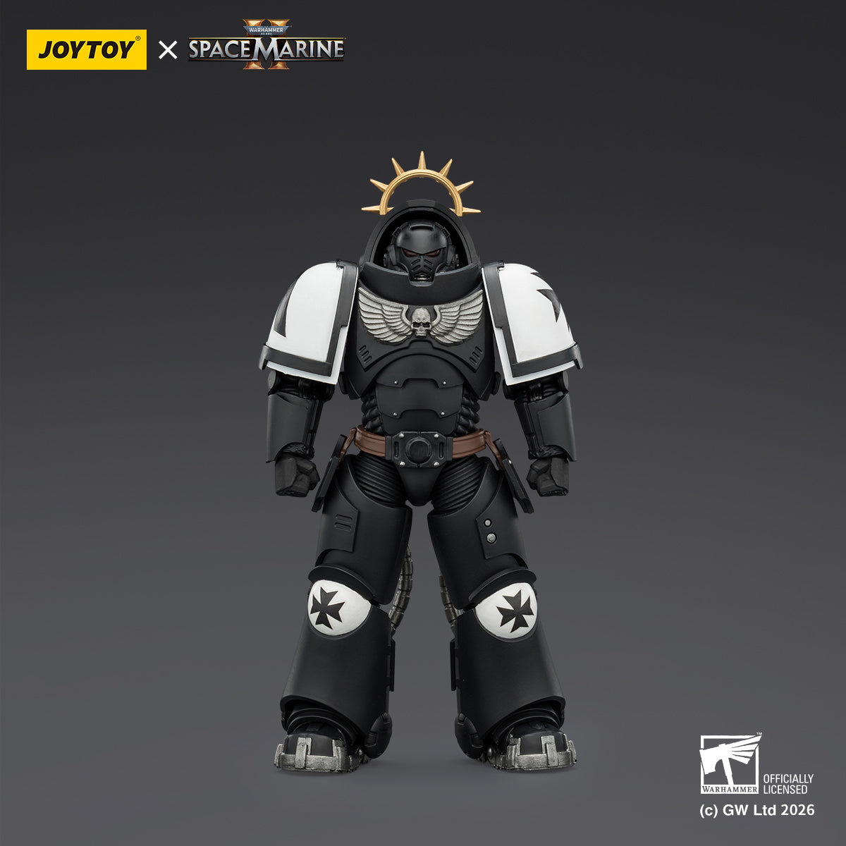 JoyToy Warhammer 40,000: Space Marine 2- Game Edition Black Templars Heavy Intercessor with Heavy Bolt Rifle and Bolt Pistol