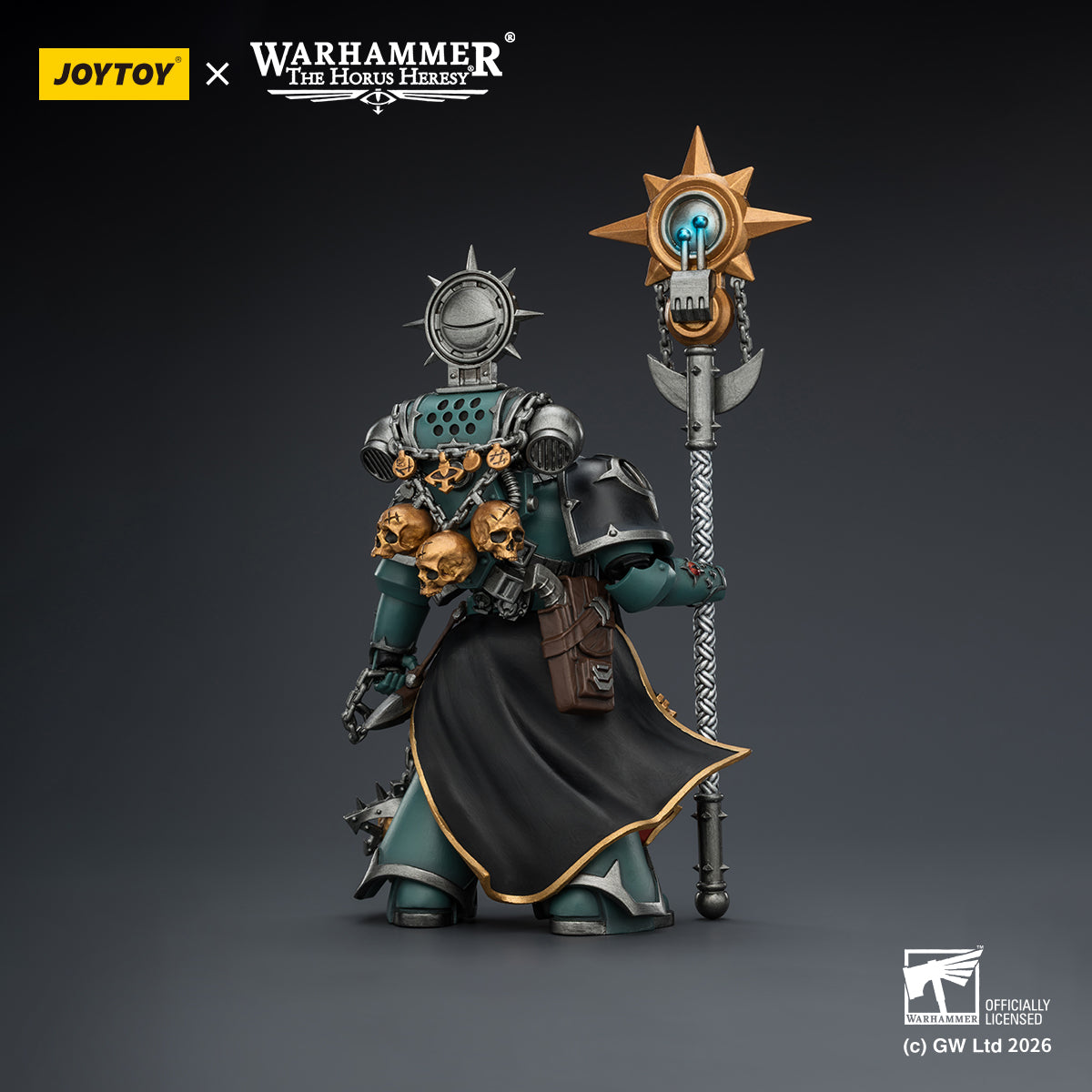 Sons of Horus Dark Emissary ornate XVI Legion symbols and sea-green armor texture, Horus Heresy era.