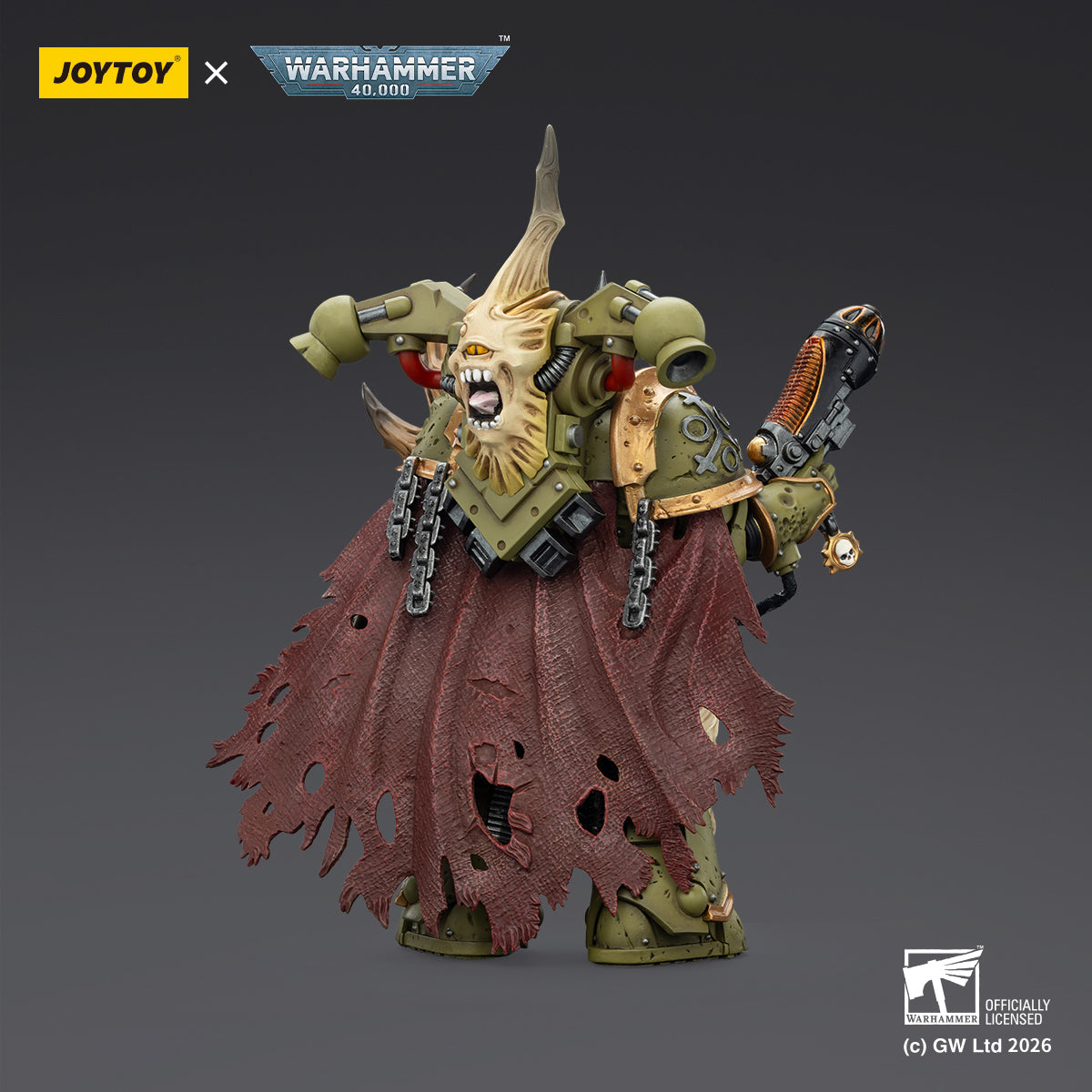 JOYTOY Warhammer 40,000 - Death Guard Plague Marine Champion with Plasma Pistol and Power Fist