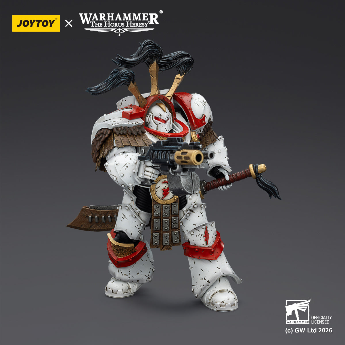 JOYTOY Warhammer The Horus Heresy - White Scars Legion Praetor in Cataphractii Terminator Armour with Cyber Hawk, Chogorian sword and combi-melta