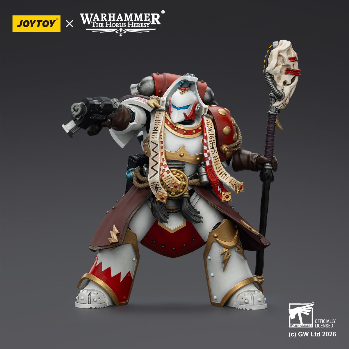 JOYTOY Warhammer The Horus Heresy - White Scars Stormseer Consul with Force Staff and Bolt Pistol