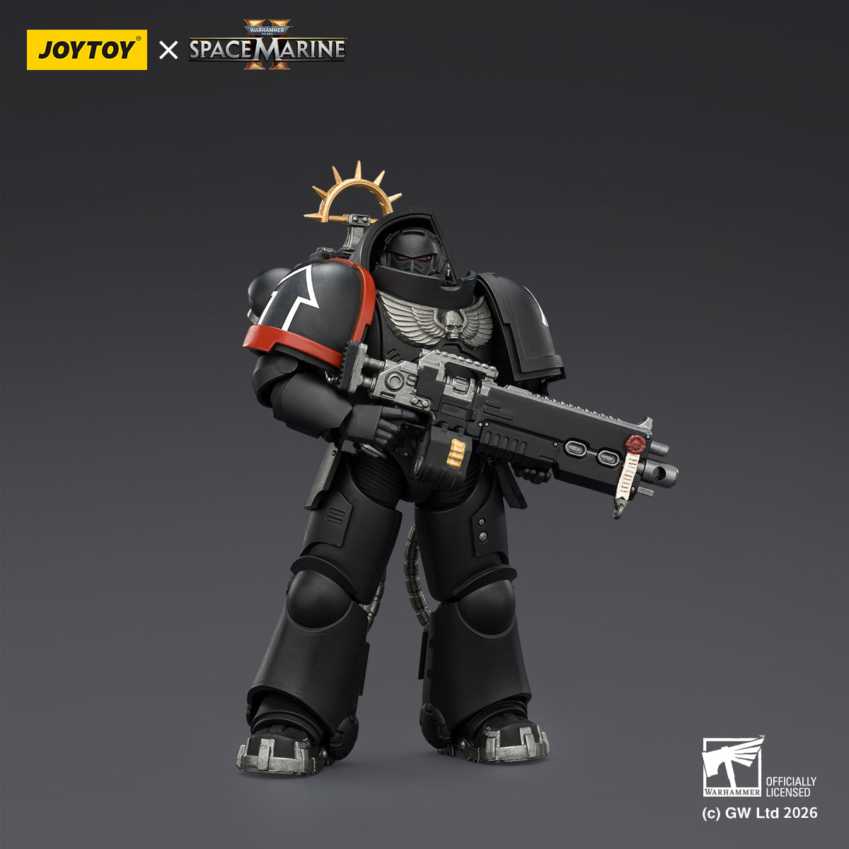 JoyToy Warhammer 40,000: Space Marine 2- Game Edition Raven Guard Heavy Intercessor with Heavy Bolt Rifle and Bolt Pistol