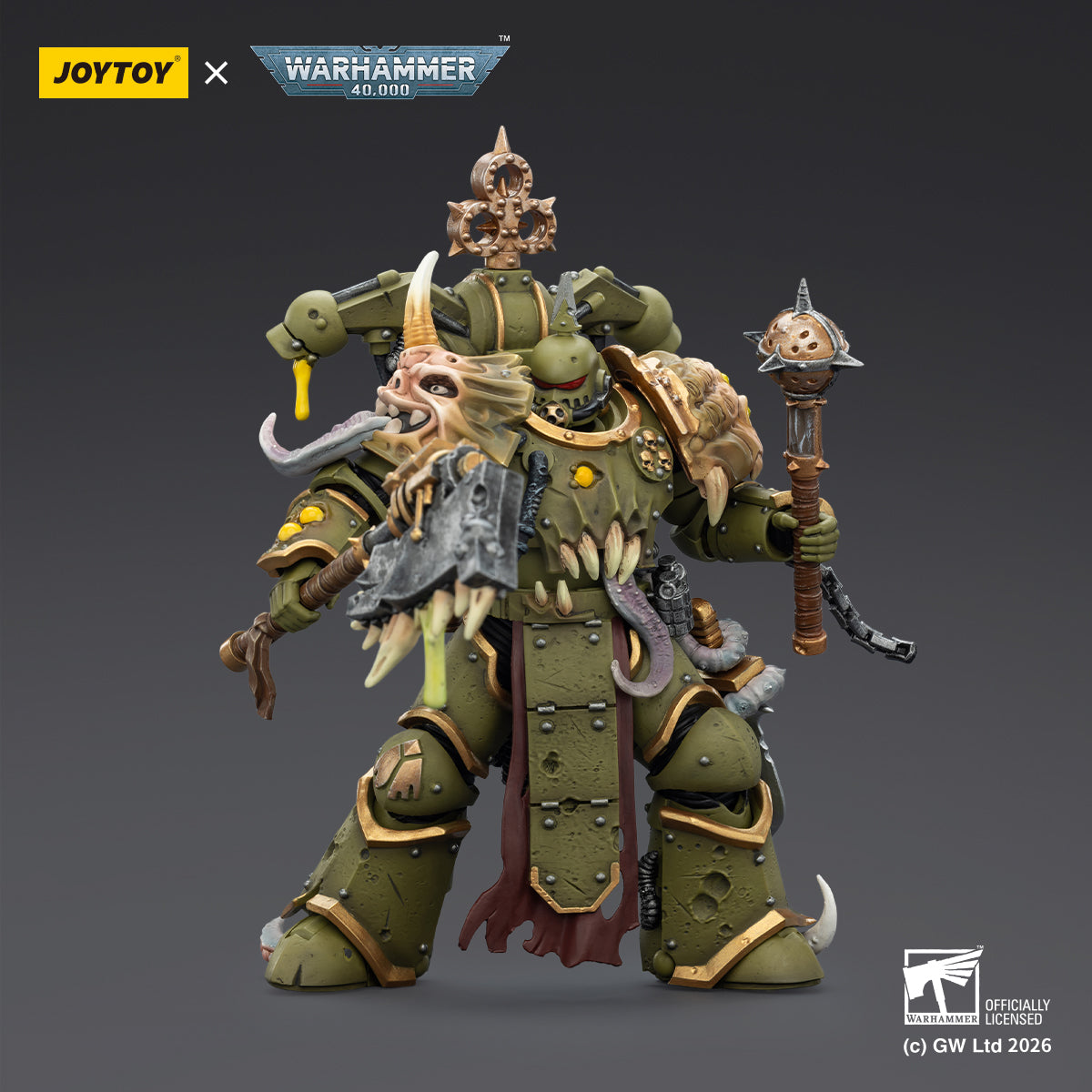 JOYTOY Warhammer 40,000 - Death Guard Plague Marine with Bubotic axe and Plague Knife