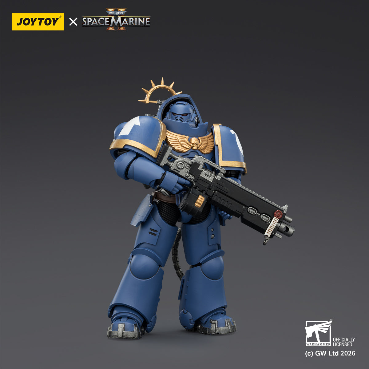 JoyToy Warhammer 40,000: Space Marine 2- Game Edition Ultramarines Heavy Intercessor with Heavy Bolt Rifle and Bolt Pistol