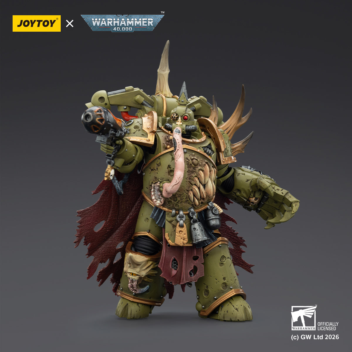 JOYTOY Warhammer 40,000 - Death Guard Plague Marine Champion with Plasma Pistol and Power Fist