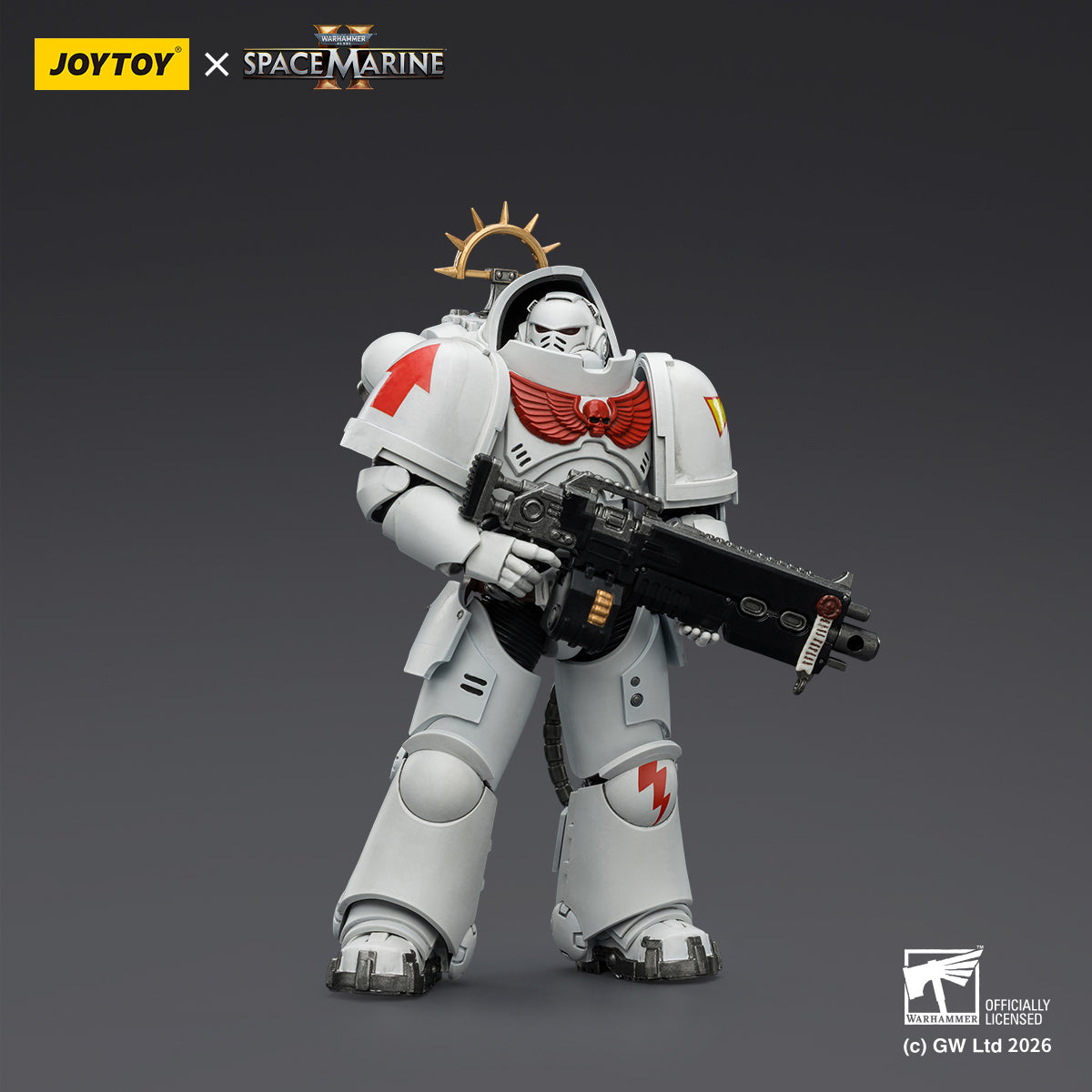 JoyToy Warhammer 40,000: Space Marine 2- Game Edition White Scars Heavy Intercessor with Heavy Bolt Rifle and Bolt Pistol