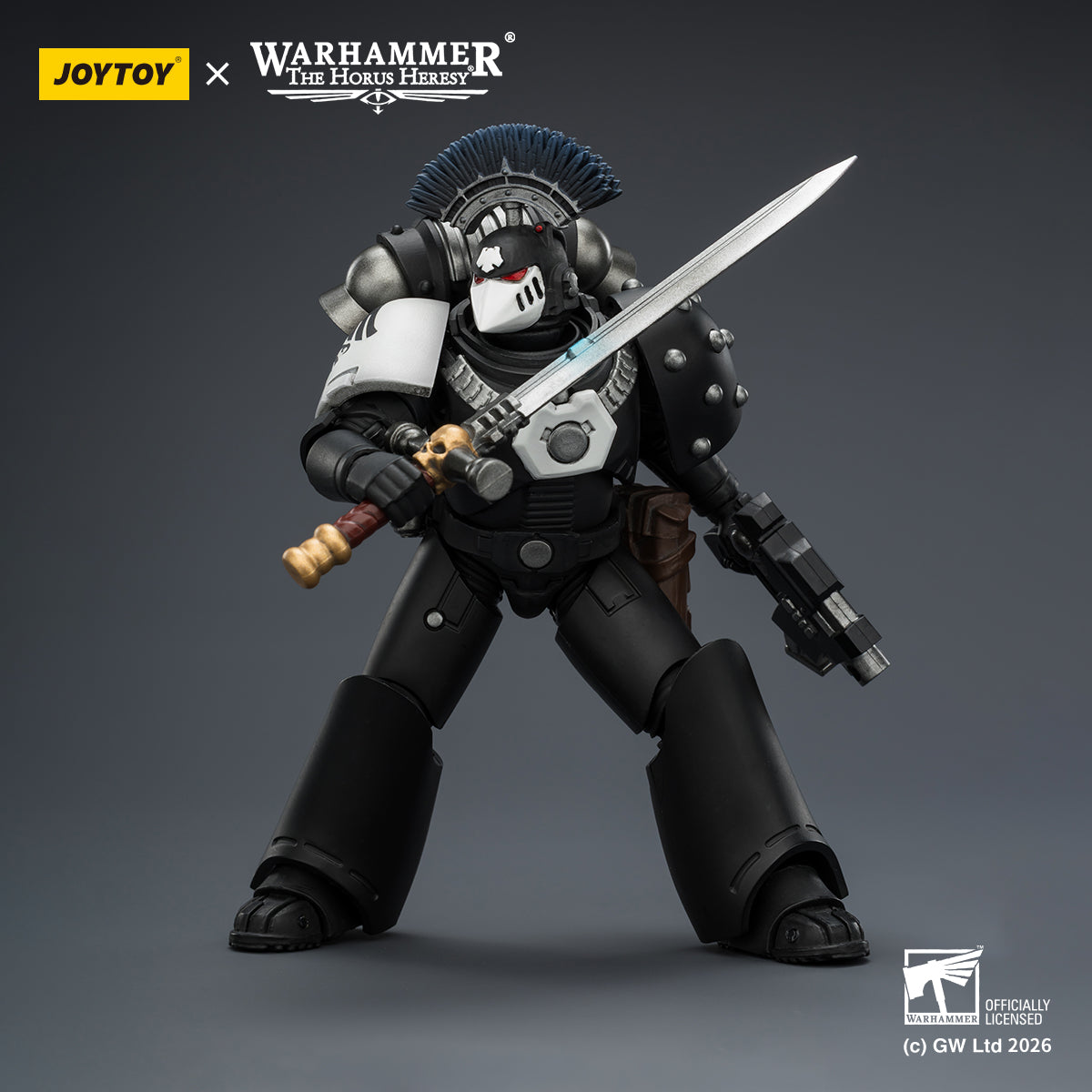 JOYTOY Warhammer The Horus Heresy - Raven Guard MkVI Tactical Sergeant with Power Sword, Bolter and Plasma Pistol