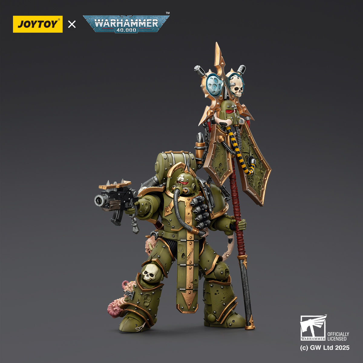 JOYTOY Warhammer 40,000 - Death Guard Blightlord Terminators & Plague Marine Icon Bearer Set