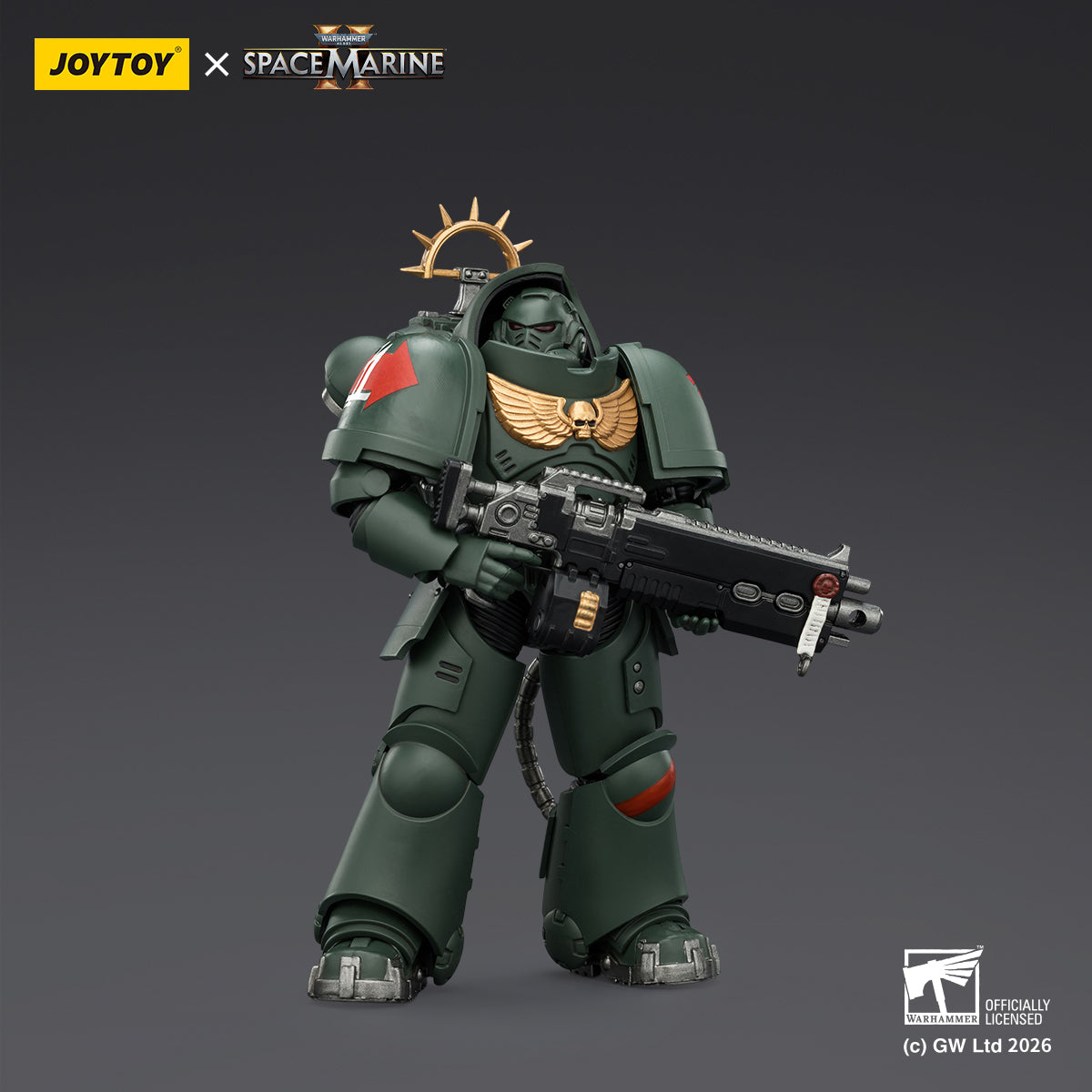 JoyToy Warhammer 40,000: Space Marine 2- Game Edition Dark Angels Heavy Intercessor with Heavy Bolt Rifle and Bolt Pistol