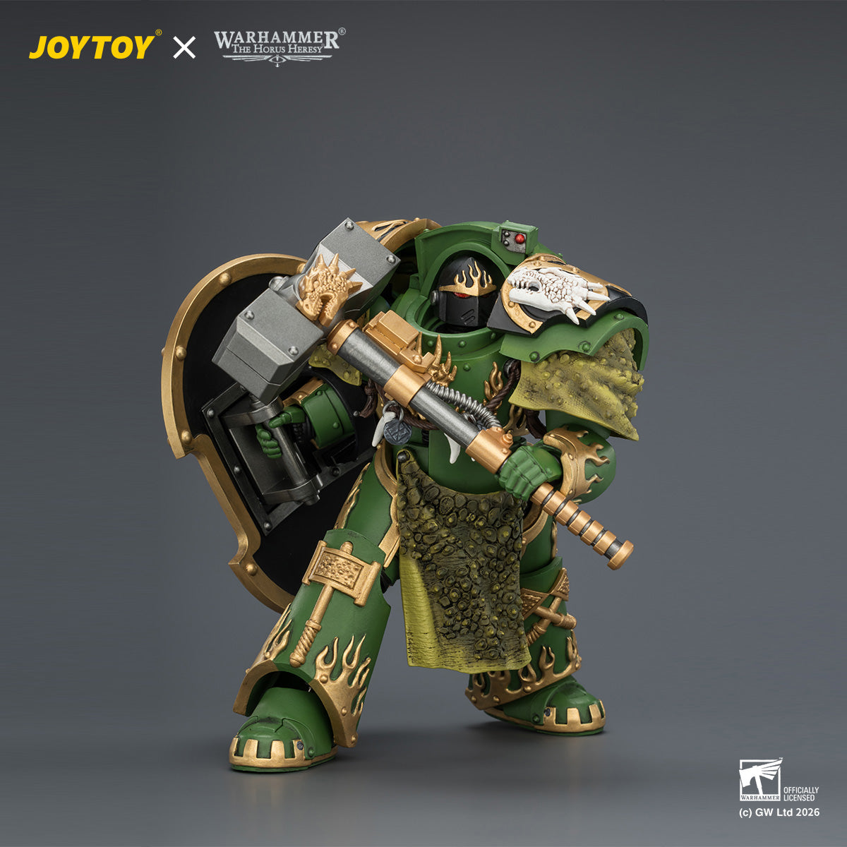 JOYTOY Warhammer The Horus Heresy -Salamanders Firedrake Terminator 1 with Thunder Hammer and Dragonscale Storm Shield