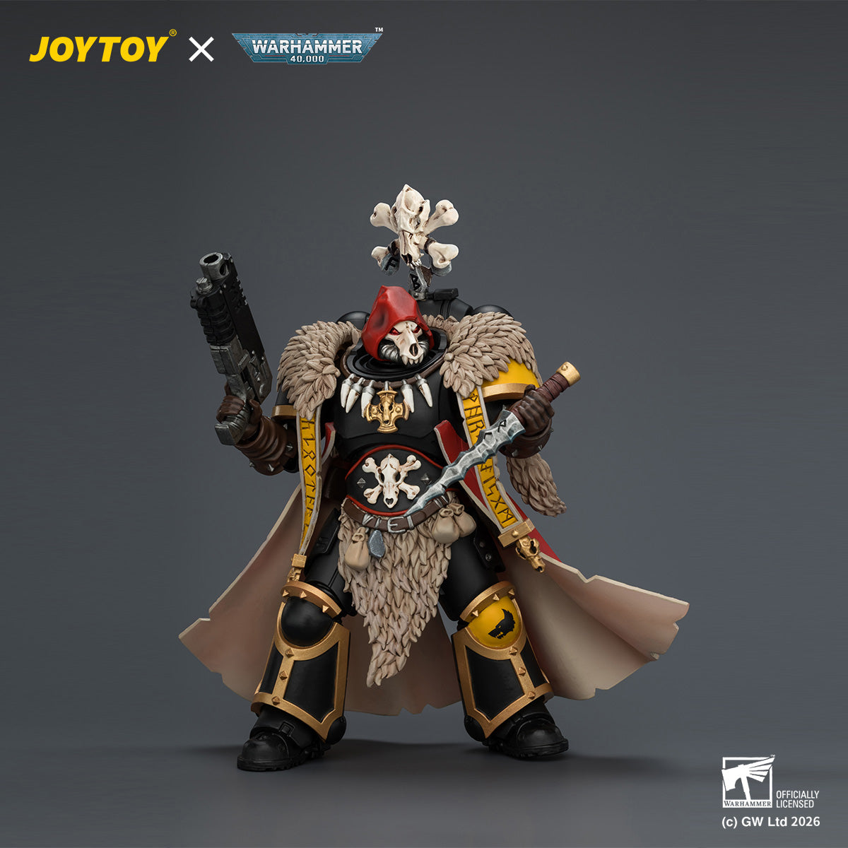 JOYTOY Warhammer 40,000 - Space Wolves Wolf Priest with Absolvor Bolt Pistol and Crozius
