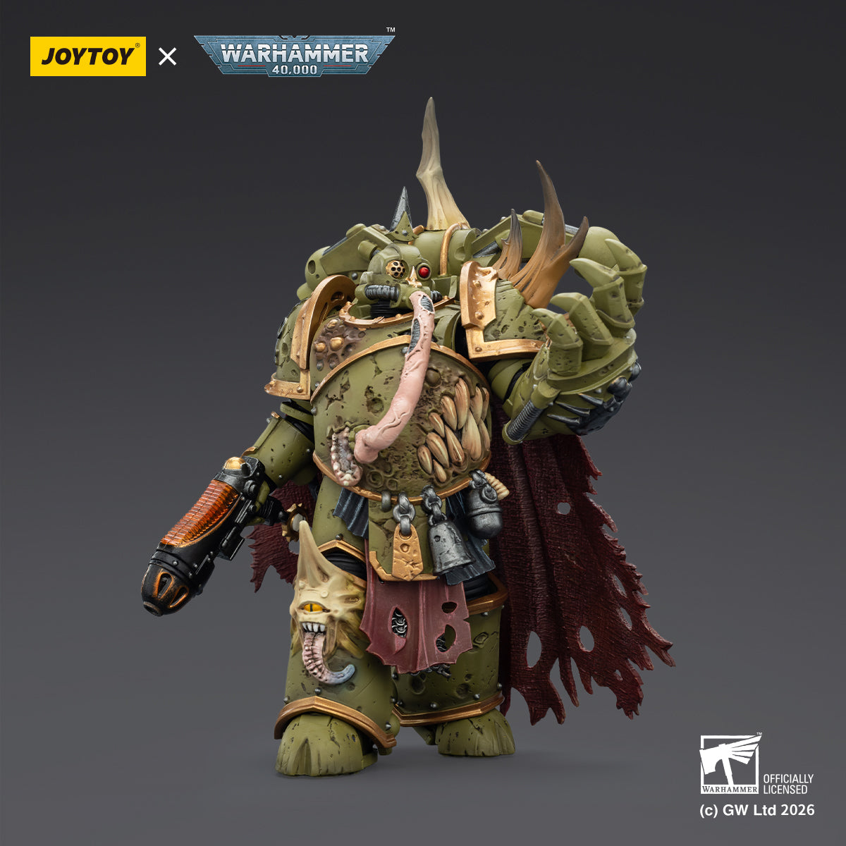 JOYTOY Warhammer 40,000 - Death Guard Plague Marine Champion with Plasma Pistol and Power Fist