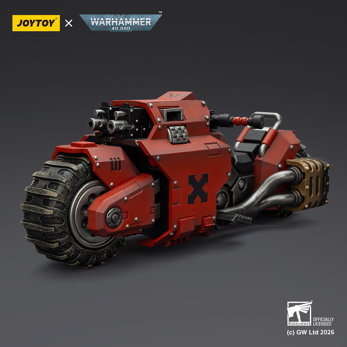 JOYTOY Warhammer 40,000 - Blood Angels Raider-pattern Combat Bike with twin-linked bolt rifles