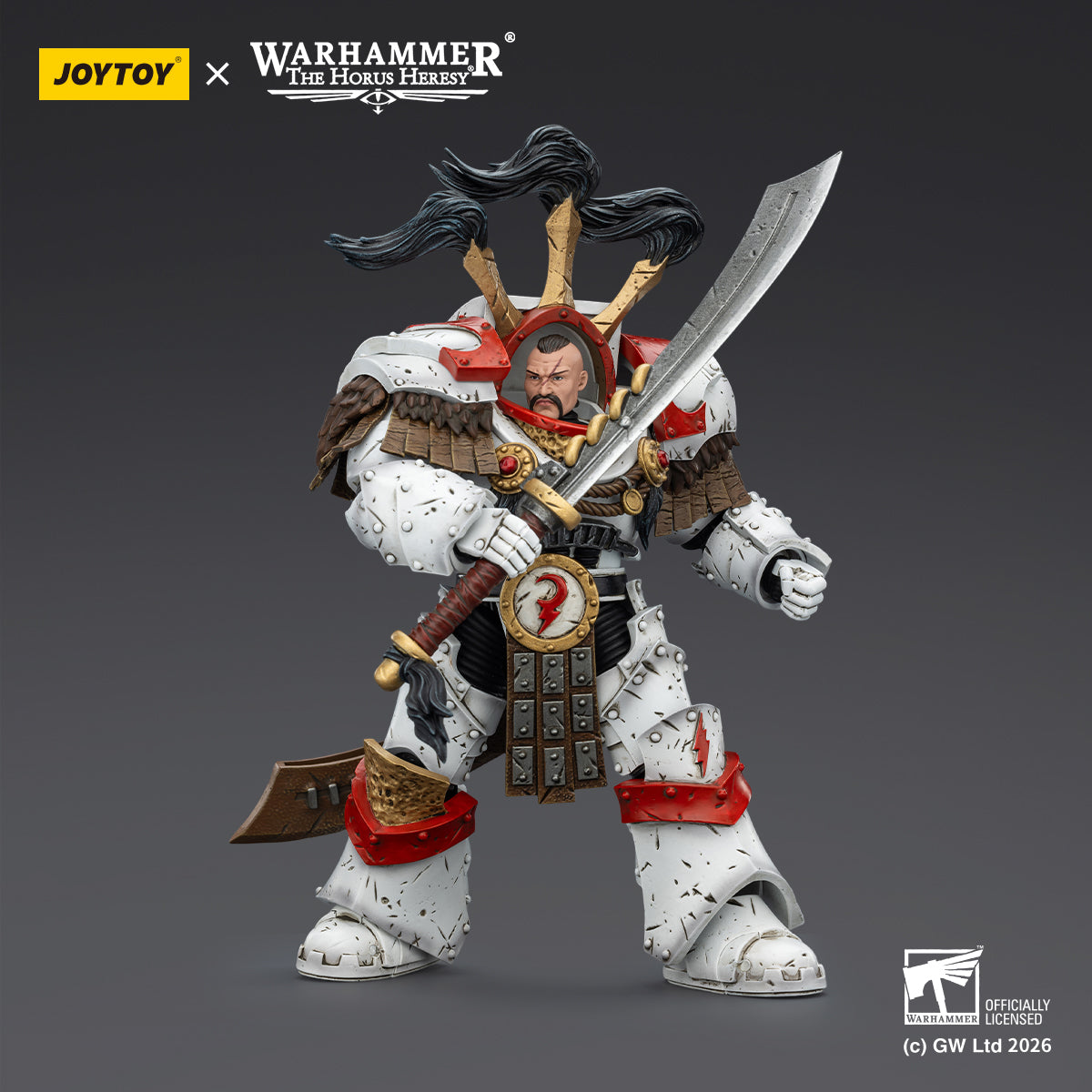 JOYTOY Warhammer The Horus Heresy - White Scars Legion Praetor in Cataphractii Terminator Armour with Cyber Hawk, Chogorian sword and combi-melta