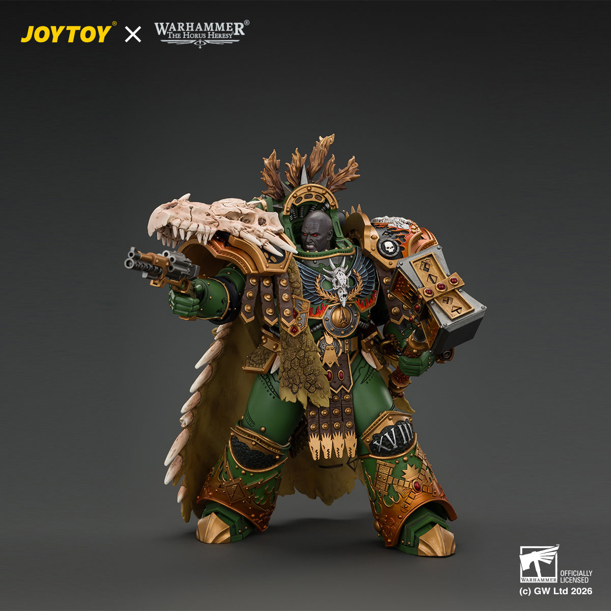 JOYTOY Warhammer The Horus Heresy  - Salamanders Vulkan, Primarch of the XVlllth Legion with Dawnbringer, The Furnace's Heart and Dragon's Breath Gauntlet