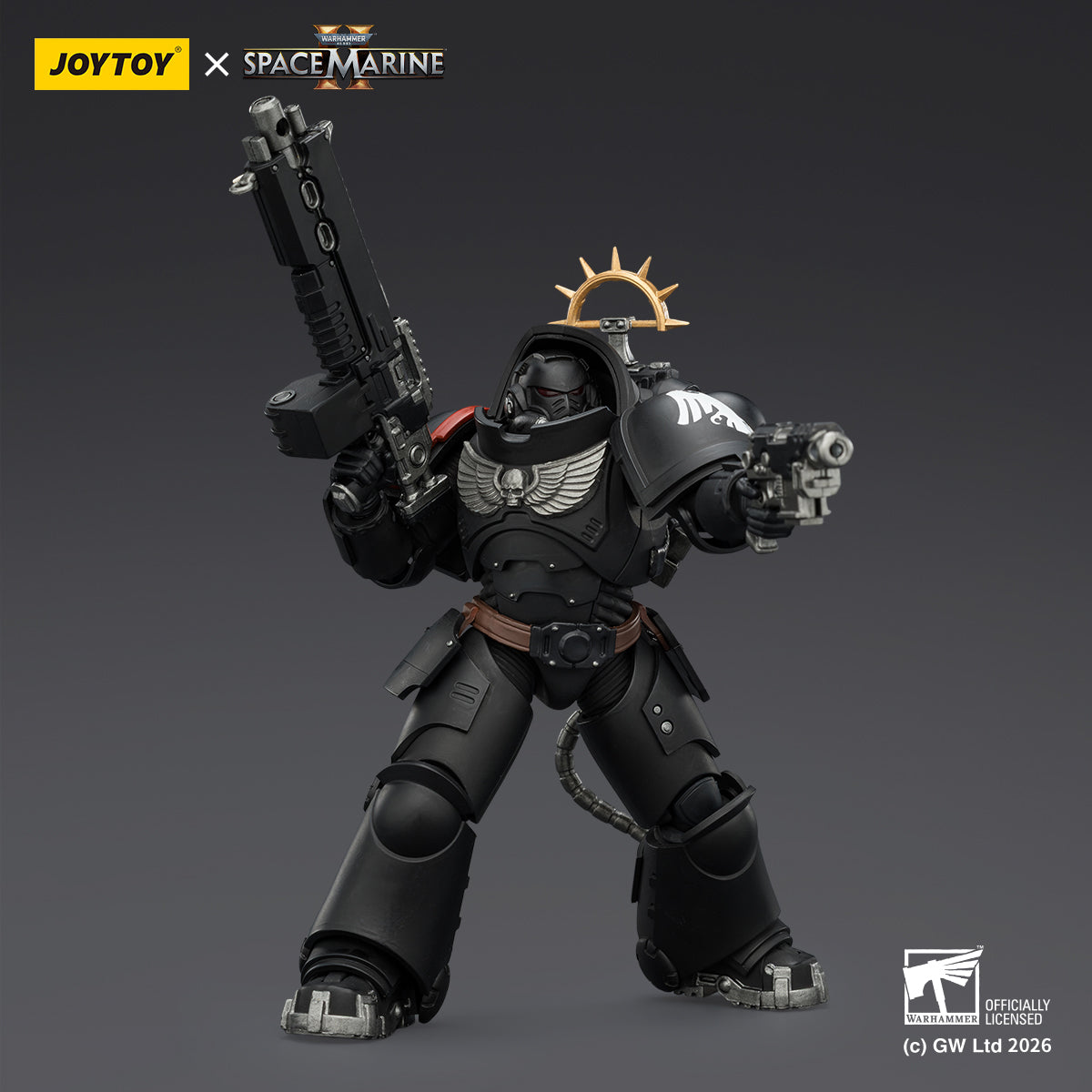 JoyToy Warhammer 40,000: Space Marine 2- Game Edition Raven Guard Heavy Intercessor with Heavy Bolt Rifle and Bolt Pistol