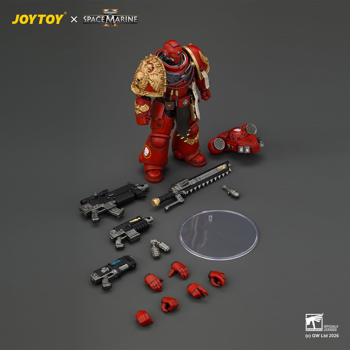 JOYTOY Warhammer 40,000 - Game Edition Blood Angels Veteran with Bolt Rifle, Chainsword and Bolt Pistol and Plasma Pistol