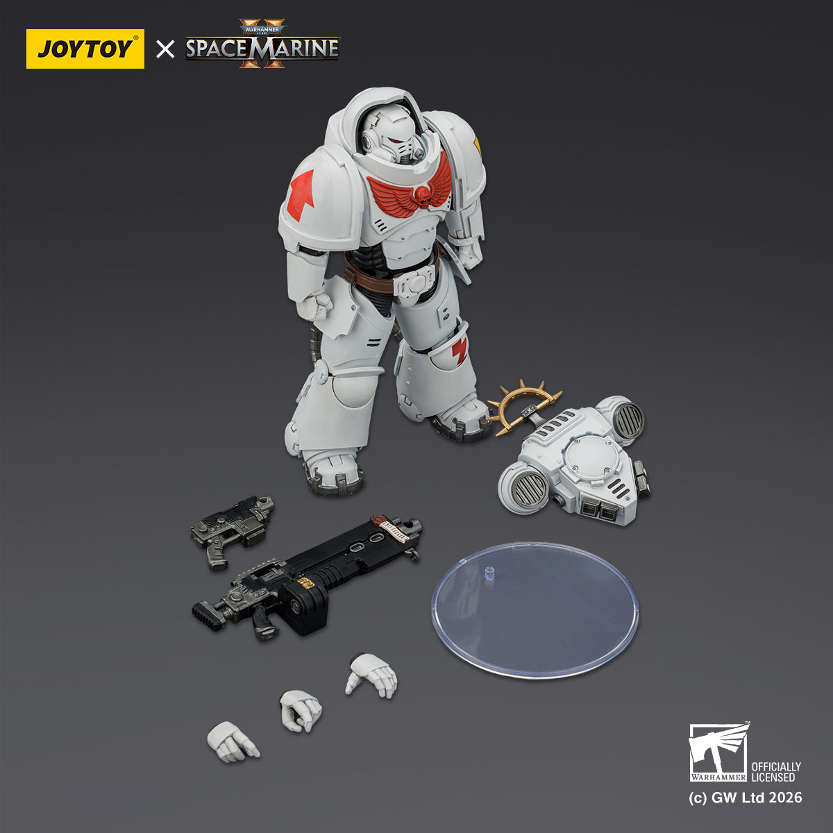 JoyToy Warhammer 40,000: Space Marine 2- Game Edition White Scars Heavy Intercessor with Heavy Bolt Rifle and Bolt Pistol