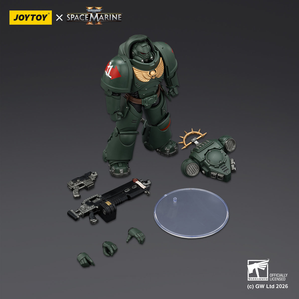 JoyToy Warhammer 40,000: Space Marine 2- Game Edition Dark Angels Heavy Intercessor with Heavy Bolt Rifle and Bolt Pistol
